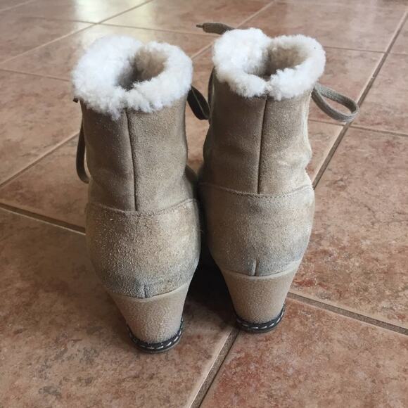 J. Crew ankle bootie wedge heel tan cream mob era - Picture 5 of 8